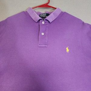 Ralph Lauren Plolo Shirt Mens 2XL Purple Solid Cotton Short Sleeve Vintage